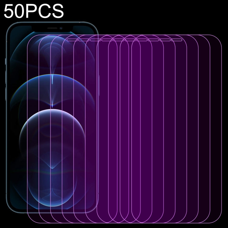 For iPhone 12 Pro Max 50 PCS Purple Light Eye Protection Tempered Glass Film