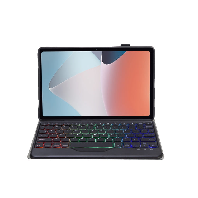 OP12-BS Lambskin Texture Ultra-thin Bluetooth Keyboard Leather Case with Backlight For OPPO Pad Air 10.4 inch