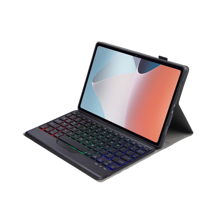 OP12-BS Lambskin Texture Ultra-thin Bluetooth Keyboard Leather Case with Backlight For OPPO Pad Air 10.4 inch