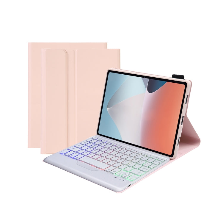 OP12-BS Lambskin Texture Ultra-thin Bluetooth Keyboard Leather Case with Backlight For OPPO Pad Air 10.4 inch