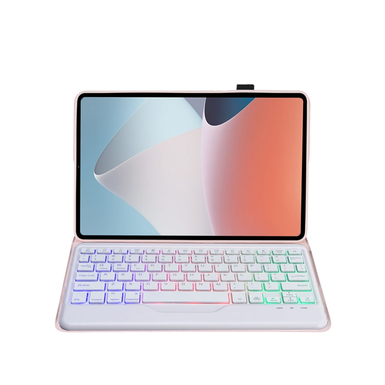 OP12-BS Lambskin Texture Ultra-thin Bluetooth Keyboard Leather Case with Backlight For OPPO Pad Air 10.4 inch