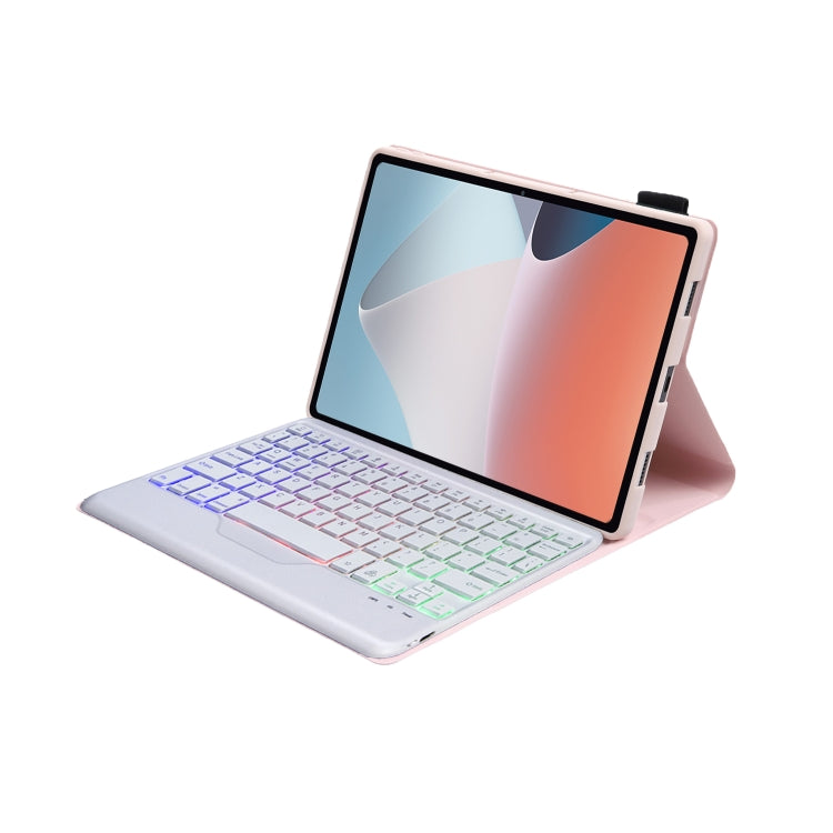 OP12-BS Lambskin Texture Ultra-thin Bluetooth Keyboard Leather Case with Backlight For OPPO Pad Air 10.4 inch