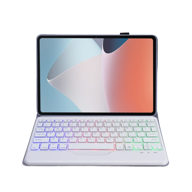 OP12-BS Lambskin Texture Ultra-thin Bluetooth Keyboard Leather Case with Backlight For OPPO Pad Air 10.4 inch
