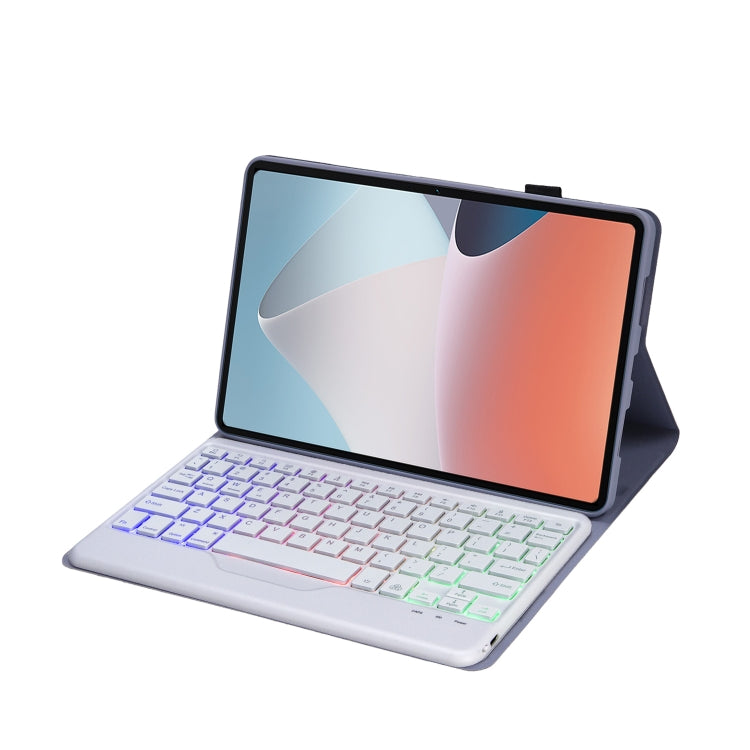 OP12-BS Lambskin Texture Ultra-thin Bluetooth Keyboard Leather Case with Backlight For OPPO Pad Air 10.4 inch