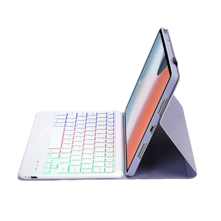 OP12-BS Lambskin Texture Ultra-thin Bluetooth Keyboard Leather Case with Backlight For OPPO Pad Air 10.4 inch