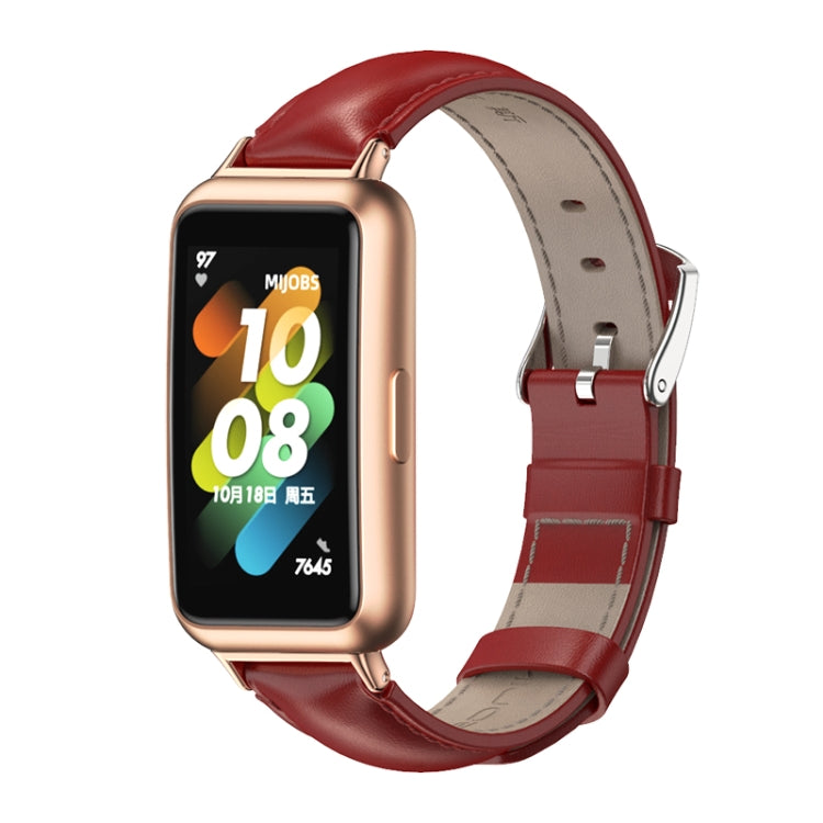 For Huawei Band 7 / 7 NFC MIJOBS Cowhide Leather Watch Band