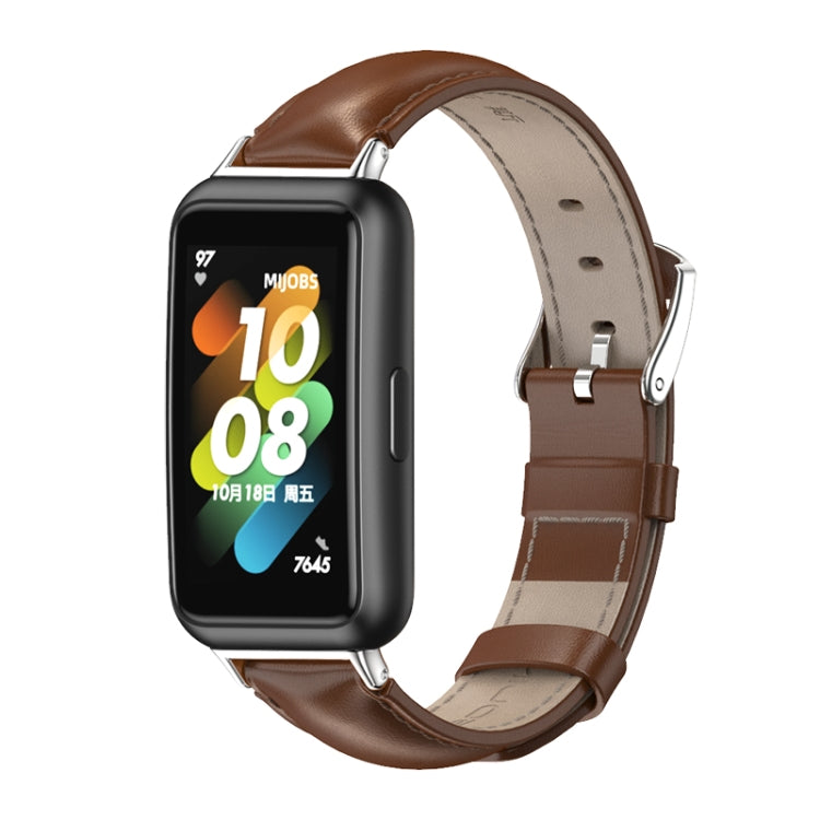 For Huawei Band 7 / 7 NFC MIJOBS Cowhide Leather Watch Band