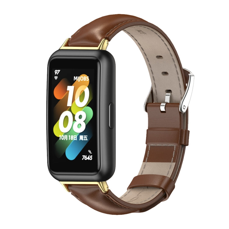 For Huawei Band 7 / 7 NFC MIJOBS Cowhide Leather Watch Band