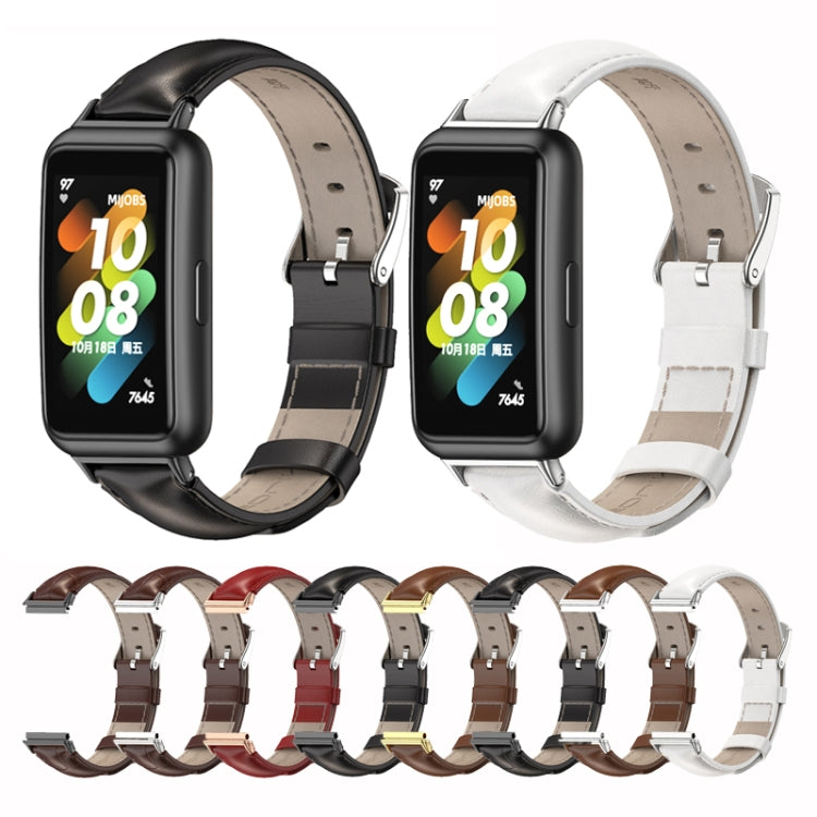 For Huawei Band 7 / 7 NFC MIJOBS Cowhide Leather Watch Band