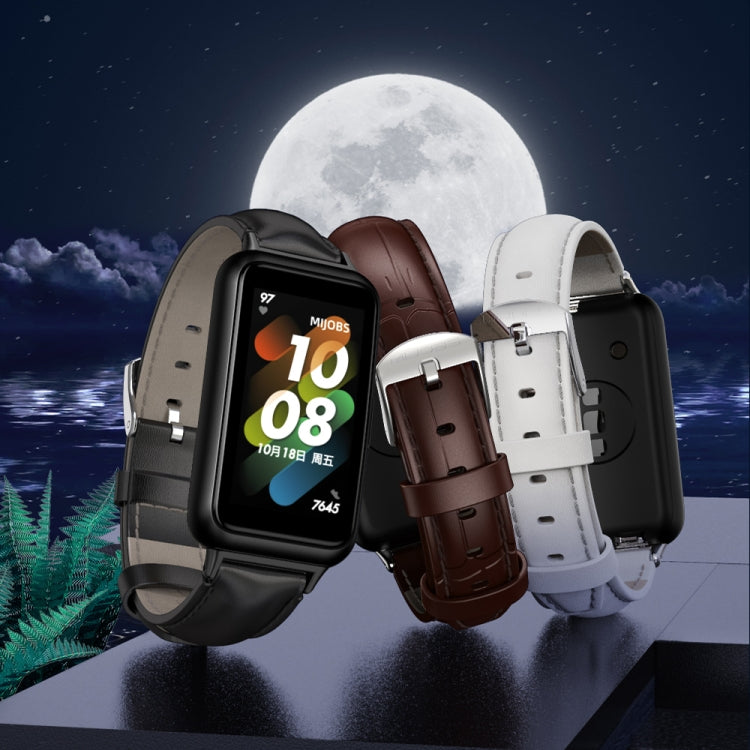 For Huawei Band 7 / 7 NFC MIJOBS Cowhide Leather Watch Band