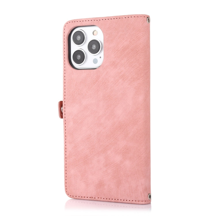 For iPhone 14 Pro Max Zipper Card Slot Buckle Wallet Leather Phone Case