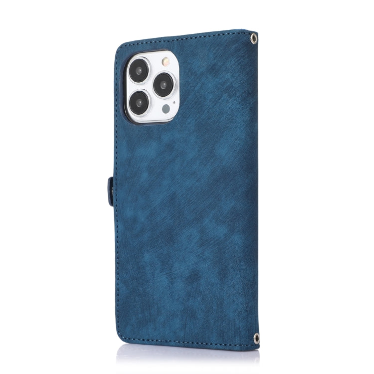 For iPhone 14 Pro Zipper Card Slot Buckle Wallet Leather Phone Case