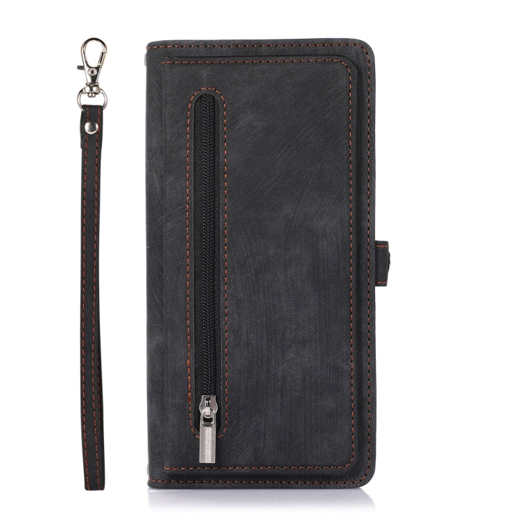 For iPhone 14 Pro Zipper Card Slot Buckle Wallet Leather Phone Case