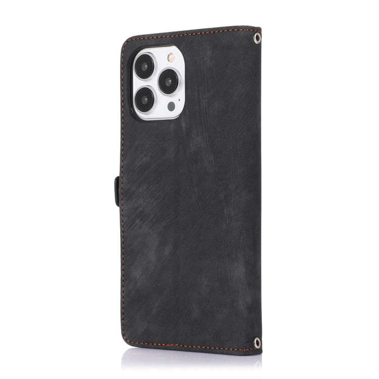 For iPhone 14 Pro Zipper Card Slot Buckle Wallet Leather Phone Case
