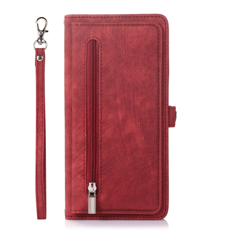 For iPhone 14 Plus Zipper Card Slot Buckle Wallet Leather Phone Case