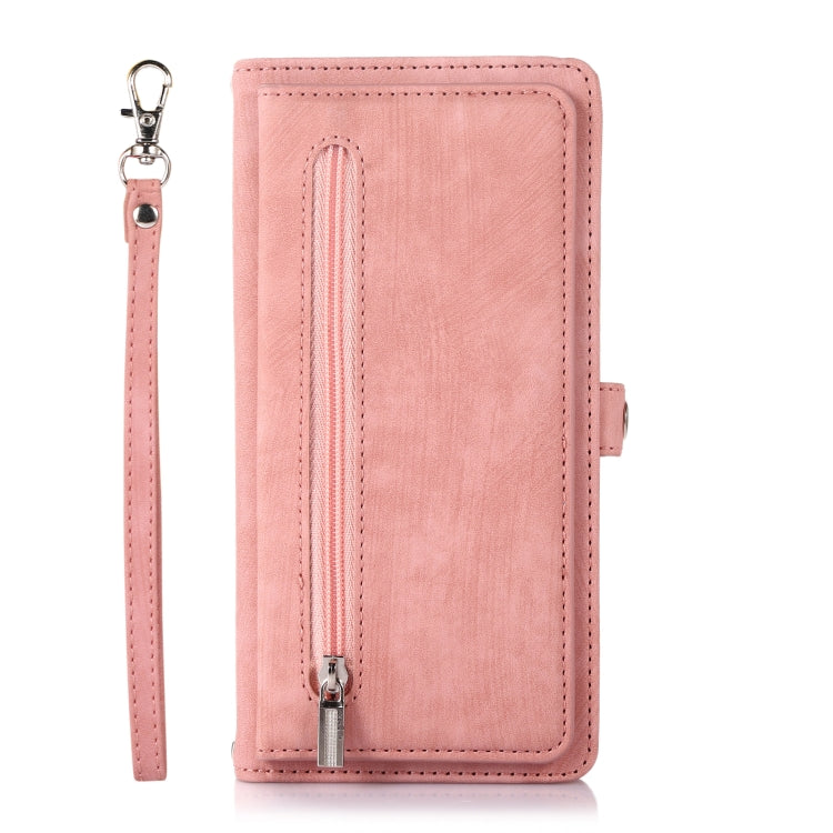 For iPhone 14 Plus Zipper Card Slot Buckle Wallet Leather Phone Case