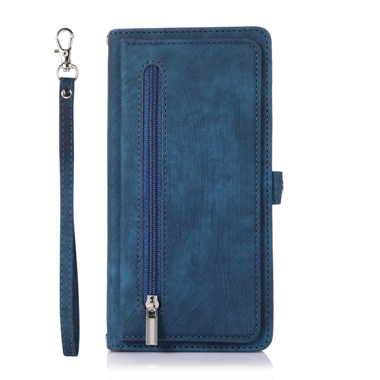 For iPhone 14 Plus Zipper Card Slot Buckle Wallet Leather Phone Case