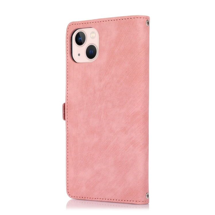 For iPhone 14 Zipper Card Slot Buckle Wallet Leather Phone Case