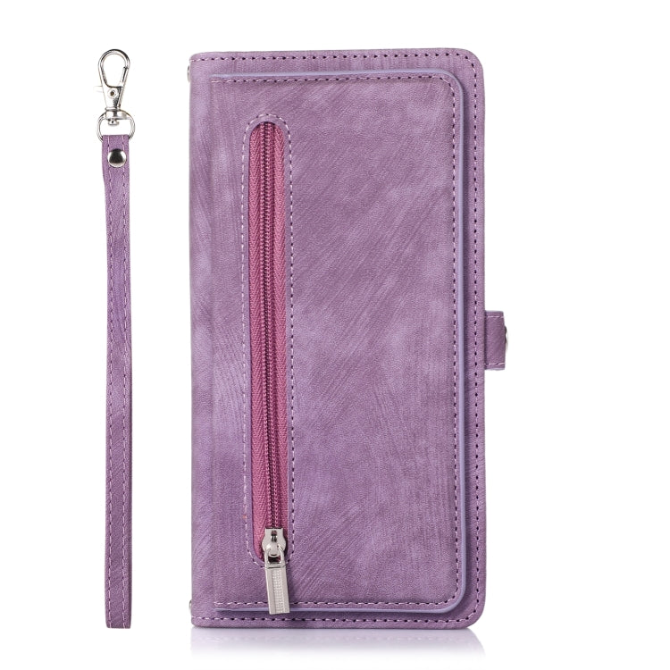 For iPhone 14 Zipper Card Slot Buckle Wallet Leather Phone Case