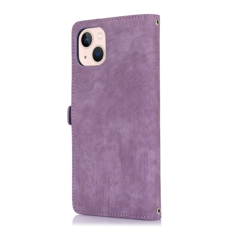 For iPhone 14 Zipper Card Slot Buckle Wallet Leather Phone Case