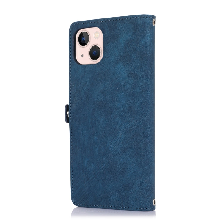 For iPhone 14 Zipper Card Slot Buckle Wallet Leather Phone Case