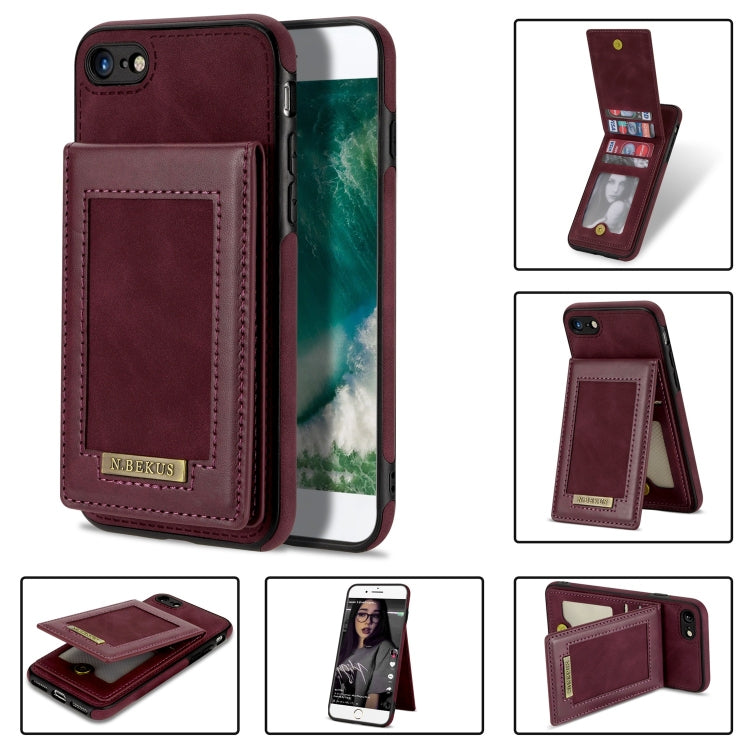 For iPhone SE 2022 / SE 2020 / 8 / 7 N.BEKUS Vertical Flip Card Slot RFID Phone Case