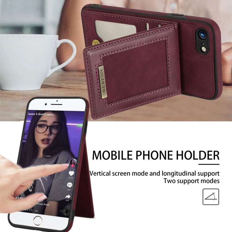 For iPhone SE 2022 / SE 2020 / 8 / 7 N.BEKUS Vertical Flip Card Slot RFID Phone Case