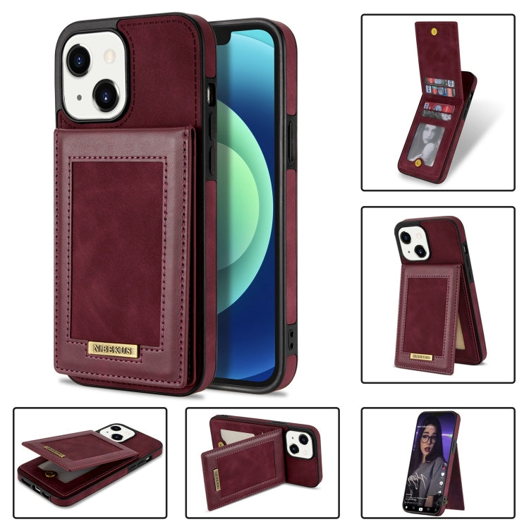 For iPhone 14 Plus N.BEKUS Vertical Flip Card Slot RFID Phone Case