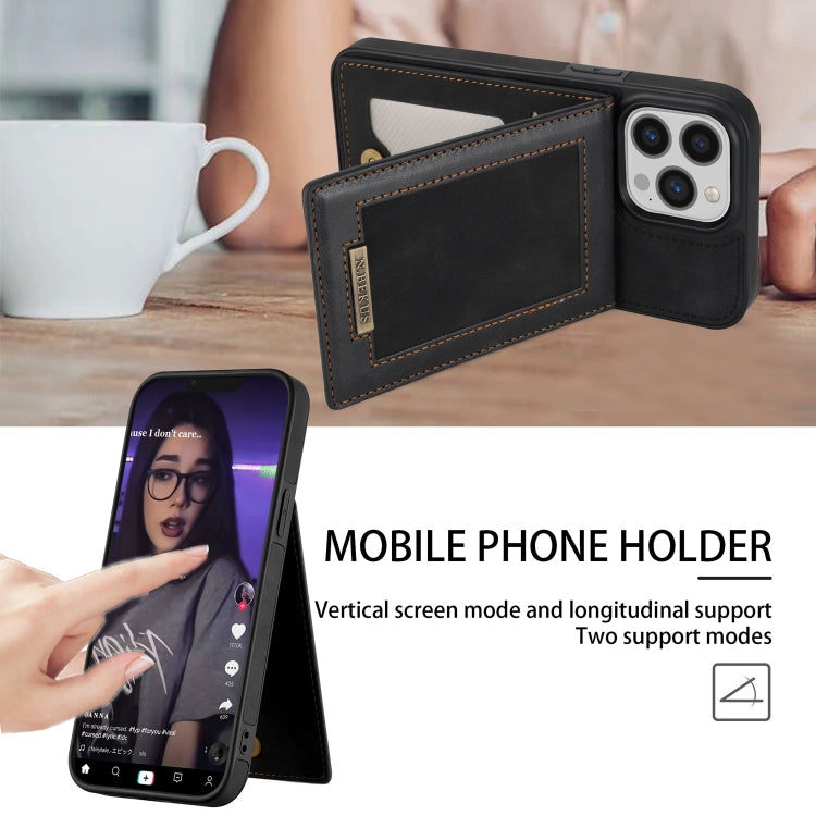 For iPhone 11 Pro Max N.BEKUS Vertical Flip Card Slot RFID Phone Case For iPhone 14 Pro Max