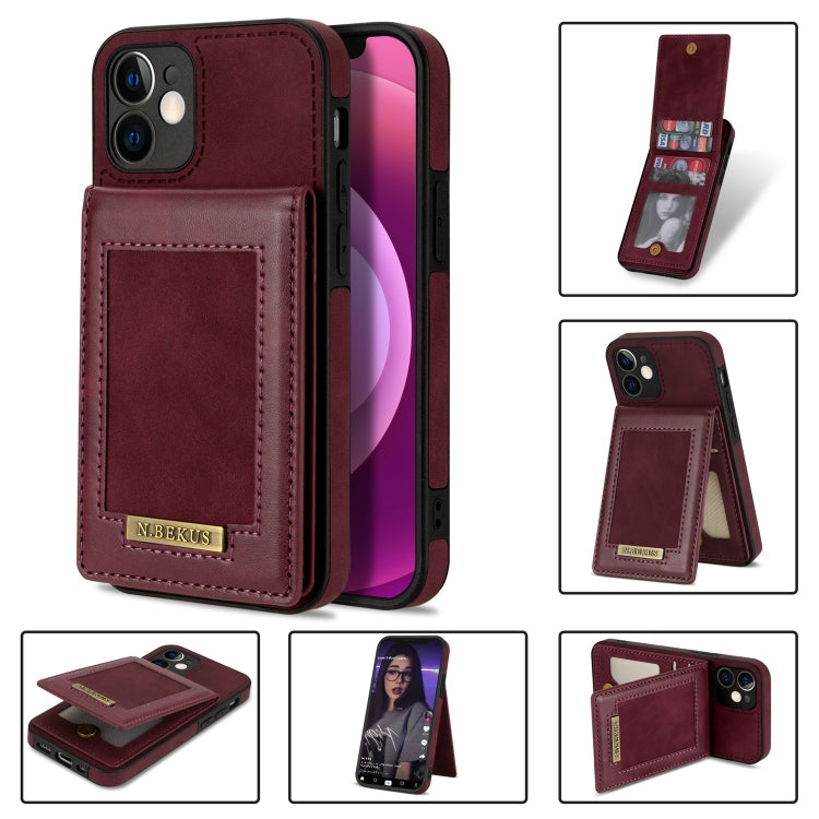 For iPhone 12 N.BEKUS Vertical Flip Card Slot RFID Phone Case