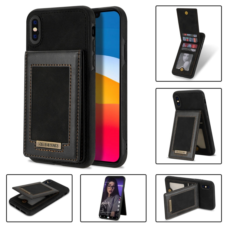 For iPhone XS Max N.BEKUS Vertical Flip Card Slot RFID Phone Case