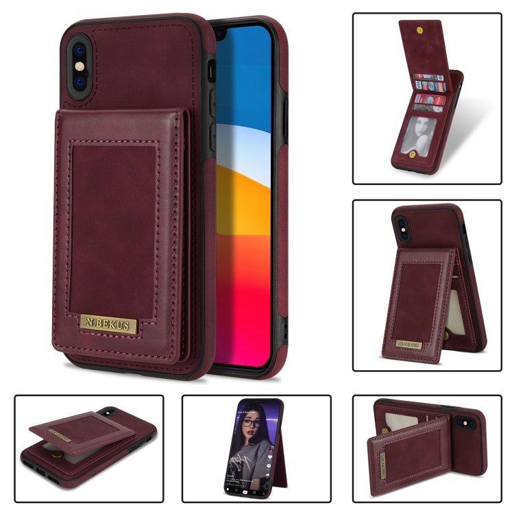 For iPhone X / XS N.BEKUS Vertical Flip Card Slot RFID Phone Case