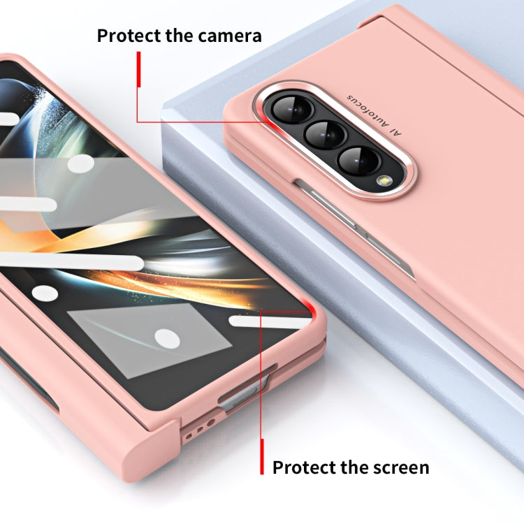 For Samsung Galaxy Z Fold4 Skin Feel Two-color Contact Lens Hinge Flip Phone Case with Pen Slot