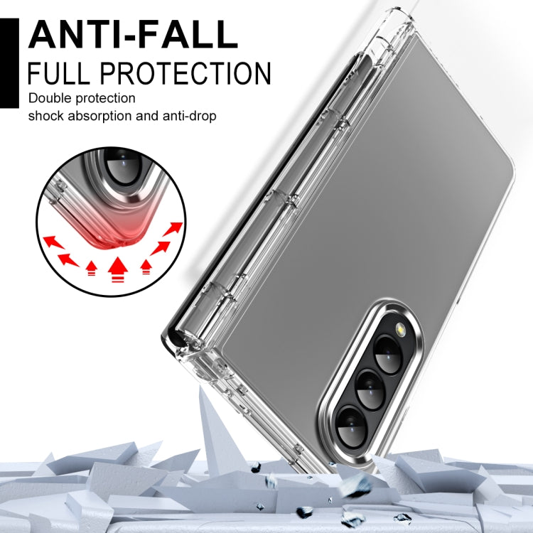 For Samsung Galaxy Z Fold4 Skin Feel Two-color Contact Lens Hinge Flip Phone Case with Pen Slot