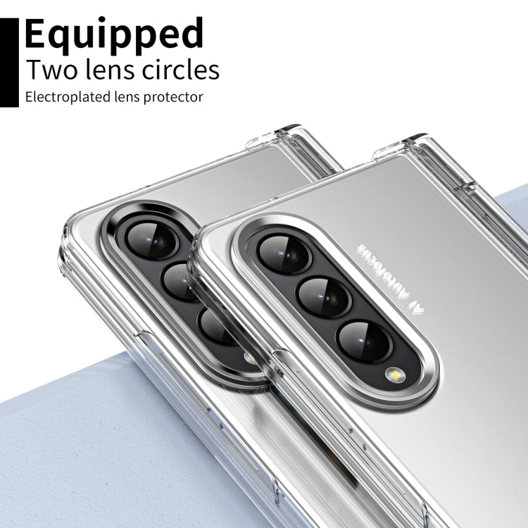 For Samsung Galaxy Z Fold4 Skin Feel Two-color Contact Lens Hinge Flip Phone Case with Pen Slot