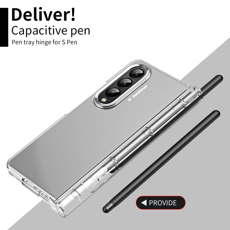 For Samsung Galaxy Z Fold4 Skin Feel Two-color Contact Lens Hinge Flip Phone Case with Pen Slot