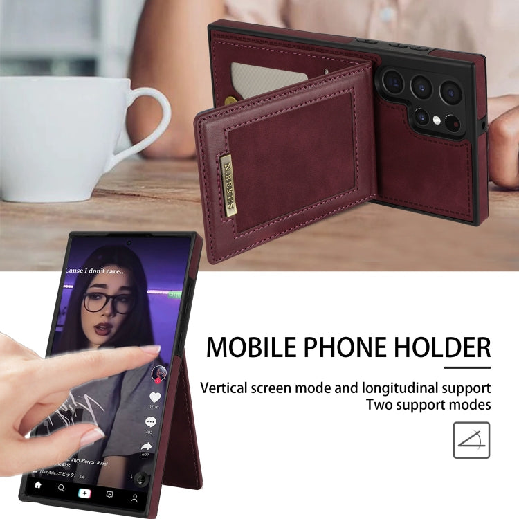For Samsung Galaxy S22 Ultra 5G N.Bekus Vertical Flip Card Slot RFID Phone Case