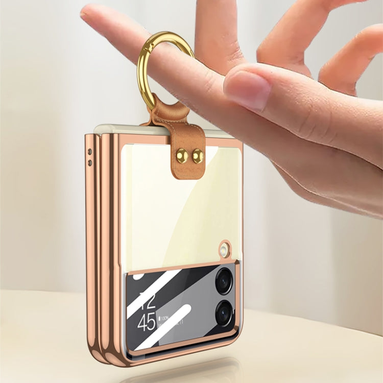 For Samsung Galaxy Z Flip4 GKK Integrated Electroplating Phone Case with Ring