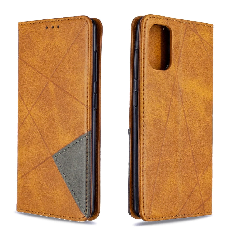 For Galaxy A41 Rhombus Texture Horizontal Flip Magnetic Leather Case with Holder & Card Slots & Wallet