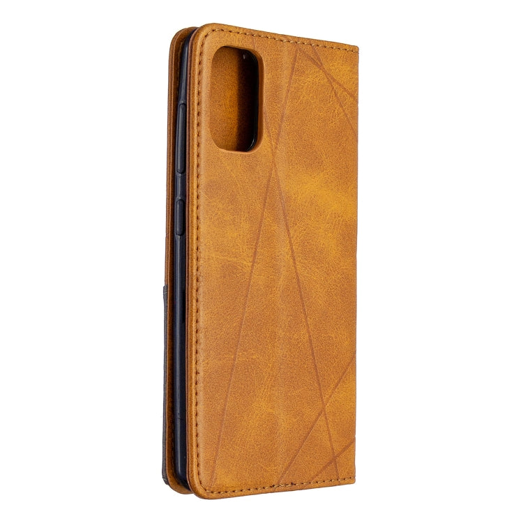 For Galaxy A41 Rhombus Texture Horizontal Flip Magnetic Leather Case with Holder & Card Slots & Wallet
