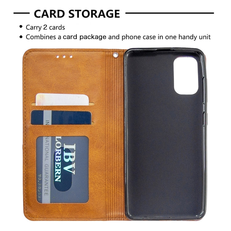 For Galaxy A41 Rhombus Texture Horizontal Flip Magnetic Leather Case with Holder & Card Slots & Wallet
