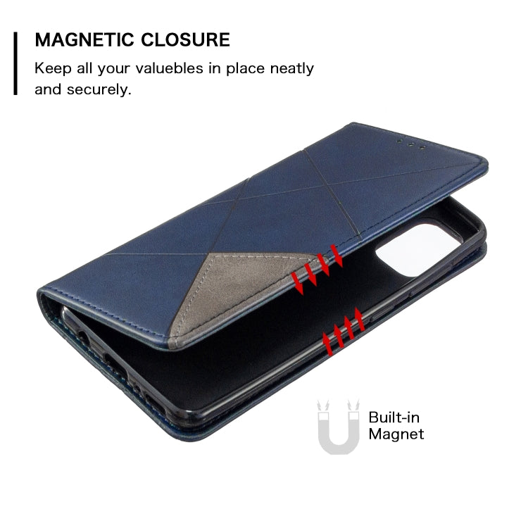 For Galaxy A41 Rhombus Texture Horizontal Flip Magnetic Leather Case with Holder & Card Slots & Wallet