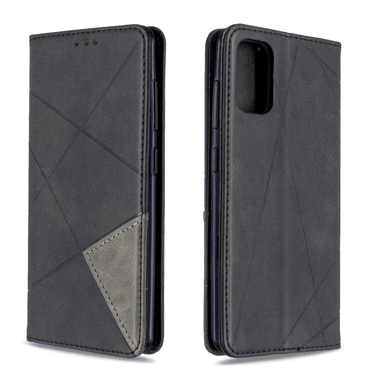 For Galaxy A41 Rhombus Texture Horizontal Flip Magnetic Leather Case with Holder & Card Slots & Wallet