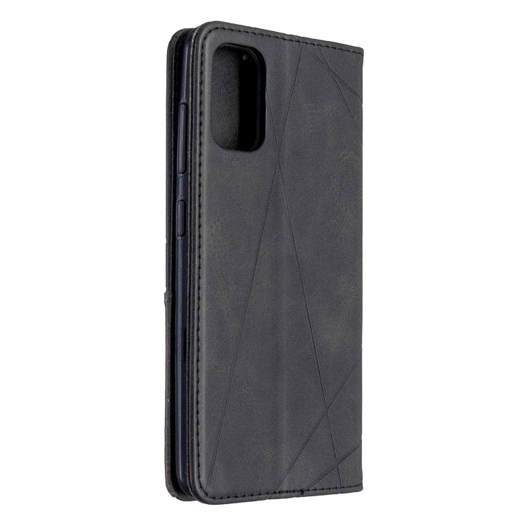 For Galaxy A41 Rhombus Texture Horizontal Flip Magnetic Leather Case with Holder & Card Slots & Wallet