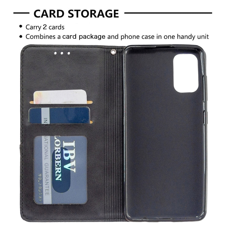 For Galaxy A41 Rhombus Texture Horizontal Flip Magnetic Leather Case with Holder & Card Slots & Wallet