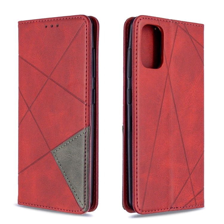 For Galaxy A41 Rhombus Texture Horizontal Flip Magnetic Leather Case with Holder & Card Slots & Wallet