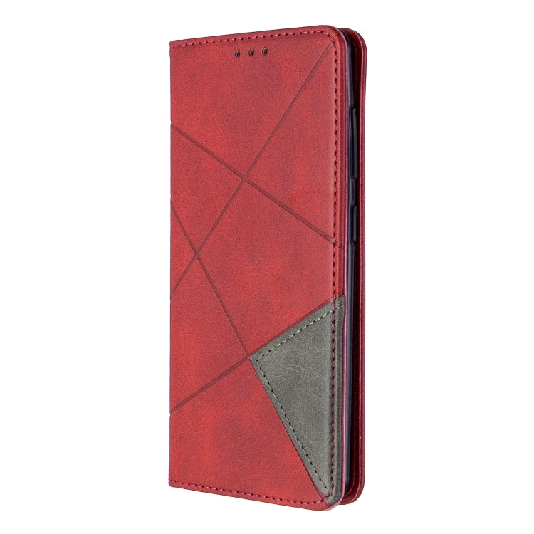 For Galaxy A41 Rhombus Texture Horizontal Flip Magnetic Leather Case with Holder & Card Slots & Wallet