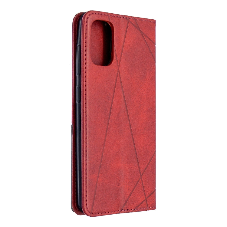 For Galaxy A41 Rhombus Texture Horizontal Flip Magnetic Leather Case with Holder & Card Slots & Wallet