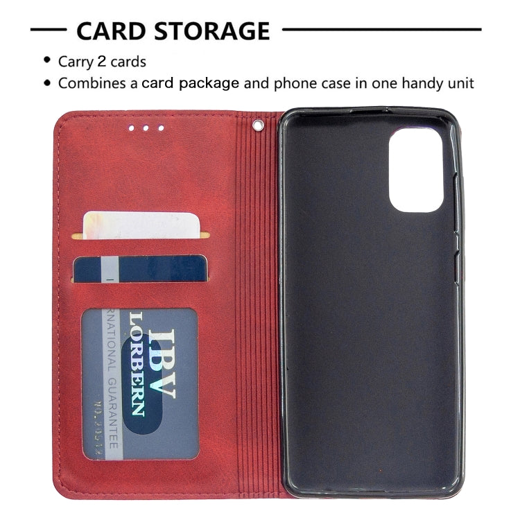 For Galaxy A41 Rhombus Texture Horizontal Flip Magnetic Leather Case with Holder & Card Slots & Wallet