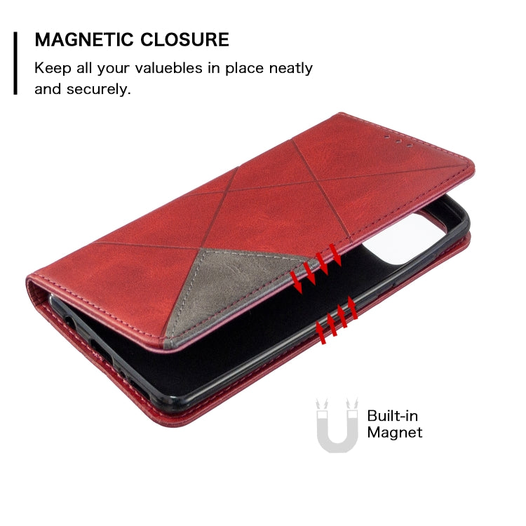 For Galaxy A41 Rhombus Texture Horizontal Flip Magnetic Leather Case with Holder & Card Slots & Wallet